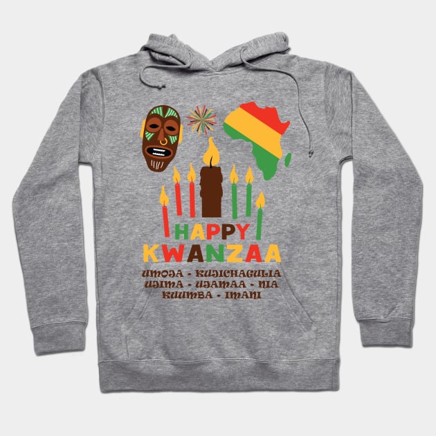 Happy Kwanzaa, Cultural Celebration. African mask and the African continent Hoodie by Muse